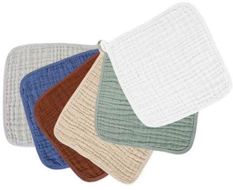 POPETPOP Paños para Eructar para Recién Nacido 6 Piezas de Muselina de Algodón 6 Capas Absorbentes Suaves Borde Reforzado Multicolor para Bebés Pañuelos para Sudor y Baba
