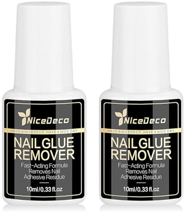 NiceDeco Nagellim Borttagare 2-pack 10ml, Snabbverkande, Mild och Odorlös Formula för Press On Naglar, Falska Naglar, Enkel Applicering, Skonsam Borttagare