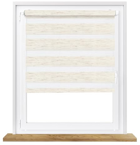Fenster DEKOR - Rollos für Fenster Bahamabeige - Klemmfix Rollo ohne Bohren B30 x H150 cm - Doppelrollo mit Stoffbreite 30 cm - Blickdichte Rollos, einfach zu montieren