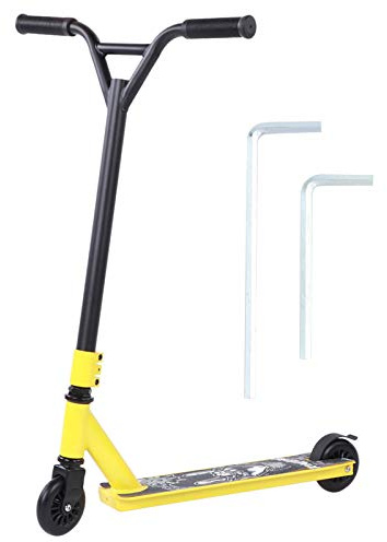 RiToEasysports Stunt Scooter for Adults,Aluminum Alloy Deck 100mm PU Wheels ABEC 7 Bearings Yellow Scooter for City Travel and Urban Riding