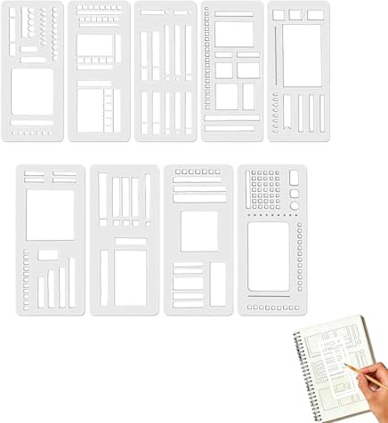 9 handgjorda Bullet Journal-mallar – flexibla och återanvändbara | med kvadrater, linjer, listor och lådor | för dagbok, dagbok, album och planering
