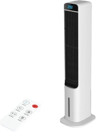 Enfriador de aire evaporativo, ventilador de torre 3 en 1 con control remoto, 3 velocidades, enfriador de pantano con oscilación de 120 °, enfriador evaporativo con temporizador de 12 horas para uso e