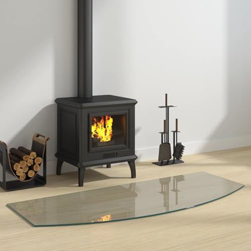 Teenpull Feuerstelle Glasplatte Transparent 120 x 50 cm aus gehärtetem Glas, hitzebeständige Kaminbodenplatte für Ofen, Holzofen, Pelletofen, Bodenschutzplatte mit Funkenschutz und Brandschutz