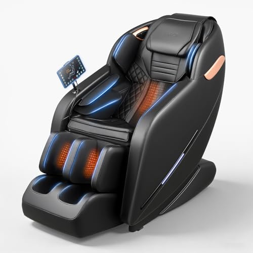 VEVOR Sillón de Masaje 3D, Modo de Gravedad Cero, con Reposapiés Extensible Calefacción Lumbar y Piernas, Control de Pantalla Táctil, Bluetooth, Sillón Relax Reclinable Eléctrico para Hogar Oficina