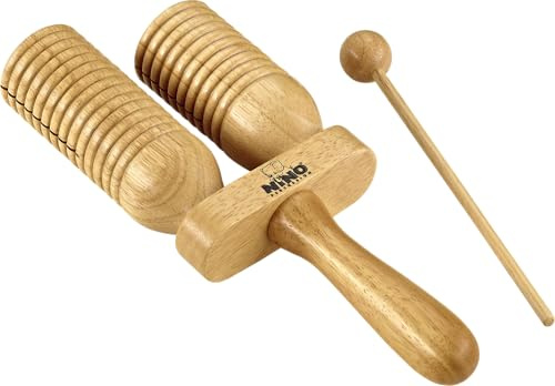 Nino Percussion Großes Wood A-Go-Go, Natur (NINO560) | Musikinstrument für Kinder ab 3 Jahren, 2 Reihen, Siam Eiche