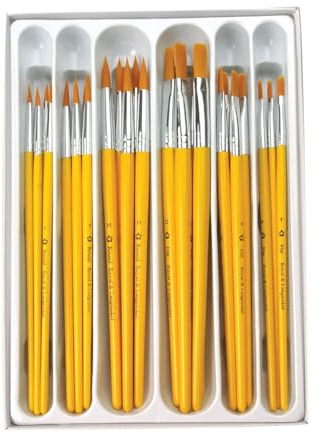 Royal and Langnickel Round/ Flat Taklon Variety Brush Set - Gold (Pack of 30)