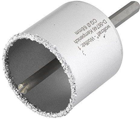 wolfcraft Corona de perforación recubierta de carburo de tungsteno, con adaptador I 3896000 I Para instalaciones sanitarias y eléctricas en paredes de ladrillo y piedra; profundidad de corte: 55 mm