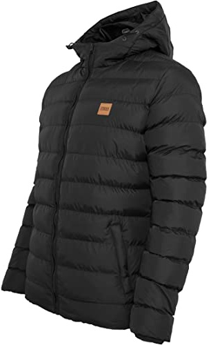 URBAN CLASSICS Chaqueta de invierno con capucha para hombre, cálida y acolchada, cortaviento de material sintético, plumón apto para entretiempo