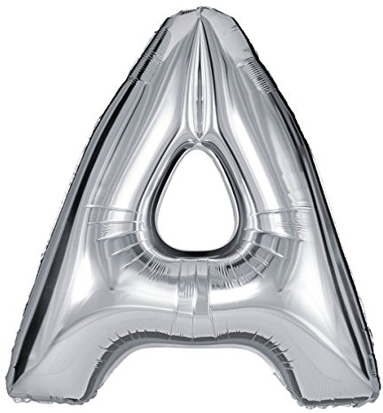 ballonfritz® Globo con la letra A en plata – XXL 102 cm – Globos para aire o helio como regalo de cumpleaños, aniversario, boda o graduación, decoración de fiesta o sorpresa
