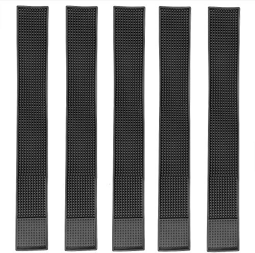 Kinjoek Lot de 5 tapis de service en caoutchouc pour bar, cuisine, restaurant, hôtel Noir 7,9 x 57,9 cm