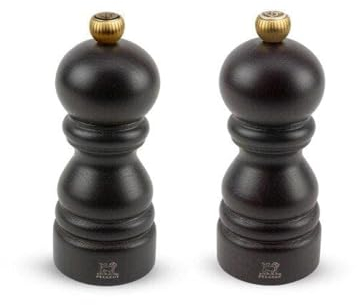 Duo de moulins à poivre et à sel manuels en bois laqué noir 12 cm - 4.75