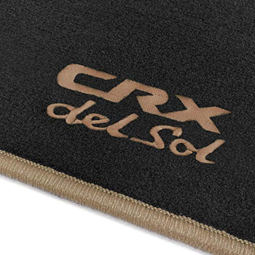 online-fussmatten OFM-CRX-DeSol-308 Passform Velours-Fußmatten mit Bestickung CRX del Sol und Rand in Beige