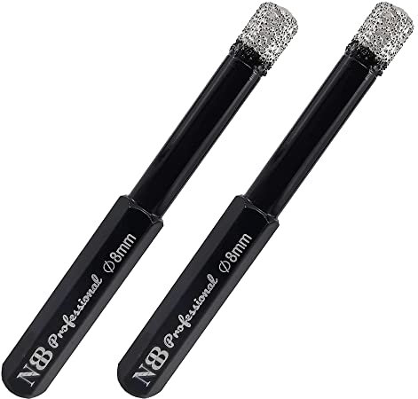 NBB Punte diamantate con codolo esagonale, per foratura a secco in porcellana dura, ceramica, piastrelle, granito, marmo, meglio bagnate, utilizzate in trapani con filo o cordless (2, 8mm)