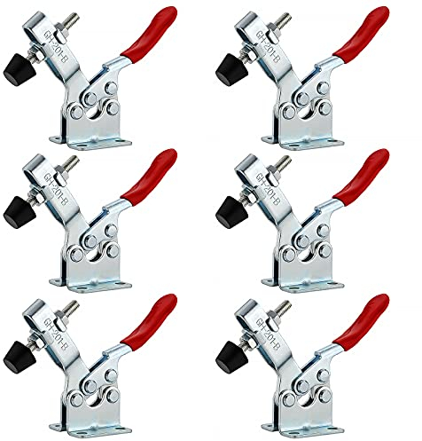 EXLECO Schnellspanner GH-201-B 6 Stück Metall Horizontal Toggle Clamp Handwerkszeug 100KG 126lbs Vertikaler Kniehebelspanner Quick Release Clamp