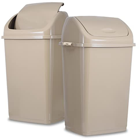 Superio Küchen-Mülleimer mit Schwingdeckel, Kunststoff-Mülleimer für den Innen- und Außenbereich, großer 52 Qt Recycling-Mülleimer und Abfallkorb für Zuhause, Büro, Garage, Terrasse, Restaraunt