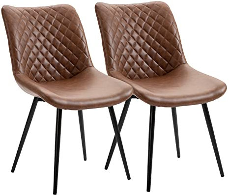 Sepnine Esszimmerstühle 2er Set Küchenstuhl Wohnzimmerstuhl Polsterstuhl Sitzfläche aus Kunstleder mit Metallbeinen