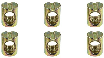Hao Pro M8x15mm Barrel Nuts Cross Dowels Slotted Bolts Hardware Clean Tight Thread Proper Insert Sturdy Firm Holding Easy Install Align Smooth Screw in Snug Fit for Beds Crib Furniture Chairs 6PCS