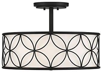 Savoy House 6-1953-4-89 Reid Traditional White Fabric Semi-Flush, 4-Light 240 Total Watts, 14 H x 20 W, Matte Black