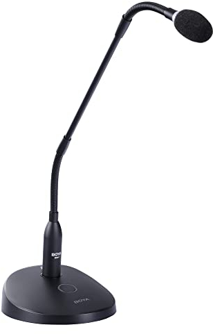 BOYA 18 Schwanenhals-Kondensatormikrofon mit Tischfuß, LED-Anzeige - Podiumsmikrofon für Konferenz Meeting Video Live Streaming Vortrag Rede Podcast (XLR BY-GM18CB)