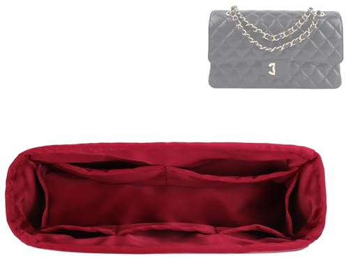 DGAZ Taschen Organizer für Chanel CF Classic Flap, Seide Handtaschenorganisator Damen, Leicht handtaschen Innentaschen (Weinrot, Jumbo 30)