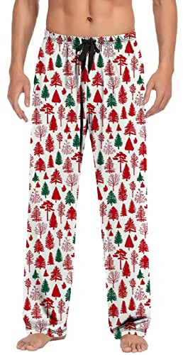 Generisch Lounge Trousers Pyjama Bottoms Men's Long Pyjama Bottoms Soft Sleep Pants Plaid Loungewear Men's Long Checked Pyjama Bottoms Cotton Checked Pyjama Bottoms