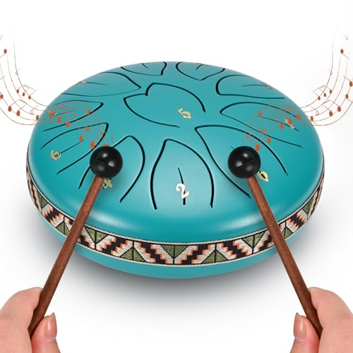 VAYOTOY Rain Drums, C-Key Steel Tongue Drum 6 Zoll 11 Noten Zungentrommel Percussion Instrument Handpan Drum mit Tragetasche, Musikbuch, Schlägel, Fingerpicks für Geschenke, Meditation