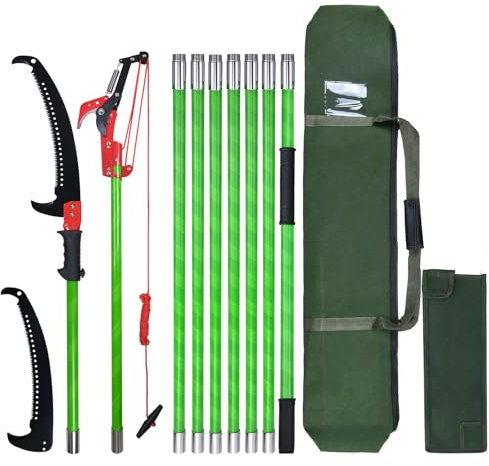 SUNORCHID Pole Pruning Saw 26 Foot Long Handle Adjustable Length,Tree Pruner Tree Loppers Long Reach for Palm Oak High Branches,with Carry Bag and Sturdy Pole, Cuts Clean and Fast (Contains scissor-C)
