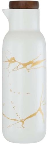 MAGICVOGEL Bouteille d'huile en céramique - 380 ml - Distributeur d'huile d'olive avec couvercle en liège - Distributeur de vinaigre - Pour cuisine, cuisine, barbecue, pâtisserie, pâtes (blanc)