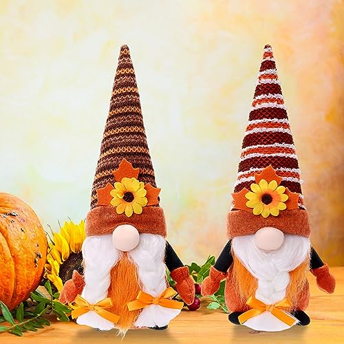 DZAY Herbstdeko Figuren Wichtel Plüschpuppen,Herbst Dekoration Herbstblätter Erntedank Zwerg Figuren Plüsch Ornament Gesichtslose Herbst Zwerge für Haus,Tisch Thanksgiving Dekorationen