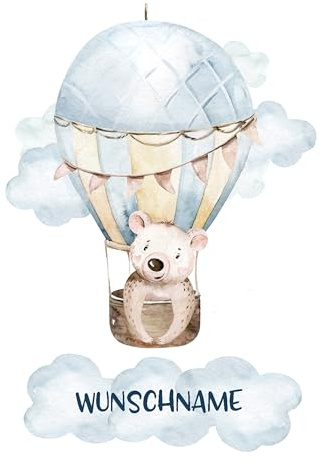 GRAZDesign Wandtattoo Heißluftballon Kinderzimmer, Babyzimmer, mit Namen personalisiert, Deko für Jungen und Mädchen - 82x57cm