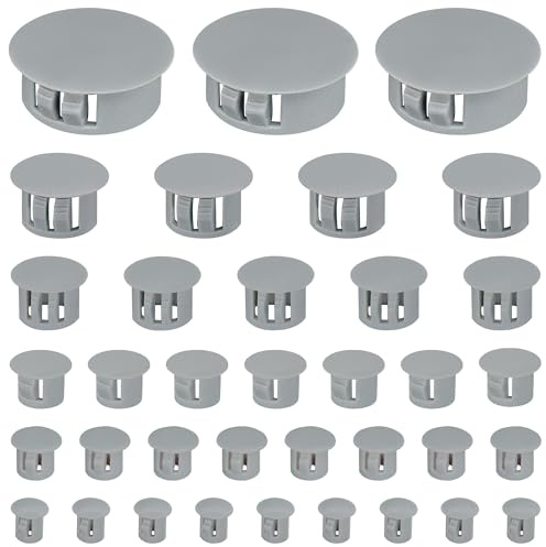 160 PCS Plastic Hole Plug Set - Snap-In Locking Caps in Assorted Sizes (Grey)