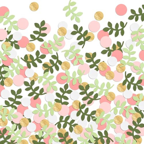 Baby Shower Confetti Girls Party Table Decorations Glitter Pink Eucalyptus Paper Scatter Birthday Party Supplies Country Nature-Theme Bridal Shower Party Wedding Nursery Decor 420 Pcs
