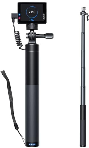 WOLFANG Action Cam Selfie Stick lädt Ihre Action-Kamera mit 2600 mAh auf (24-60CM), Schwarz, GB2200