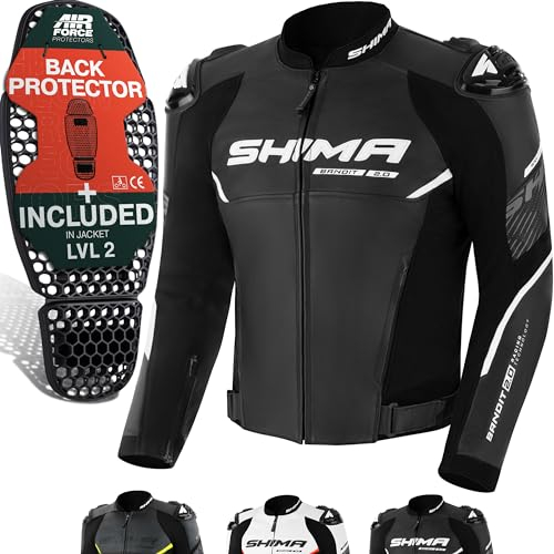SHIMA BANDIT Veste Moto Homme Homologué AIRFORCE Dorsale Blouson Armure Protecion Vestes Ventilation Cuir Vetement Combinaison de Moto Sport Motos Aventure équipements (Hommes, Noir, 54)