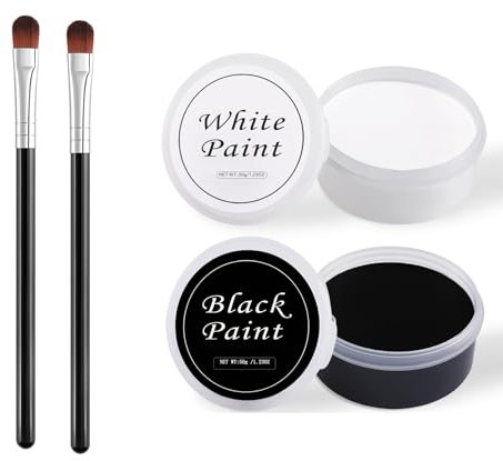 Halloween Gesicht Schminke Schwarz Weiß,Halloween Spezialeffekt Make Up Set,Bodypainting Farben Für Theaterschminke, Halloween,Kinderschminke Karnevals Make up Set