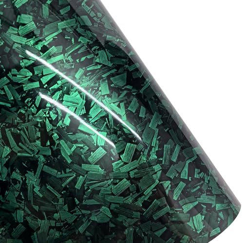 Autofolie 50 cm * 300 cm Hochglanz-Vinylfolie aus geschmiedeter Kohlefaser in Schwarz, Gold, Silber und Rot auf der Motorhaube, selbstklebendes Vinyl for Autoaufkleber Car Wrapping Folie(Forged Green,