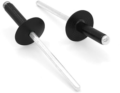 NOLDAR | Aluminium Blindnieten mit großkopf. Popnieten Größe 4,8 x 16 mm (16mm Kopf). Nieten Farbe SCHWARZ (250 Stück)
