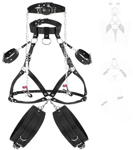 1 equipo de juego de rol ajustable de cuero negro