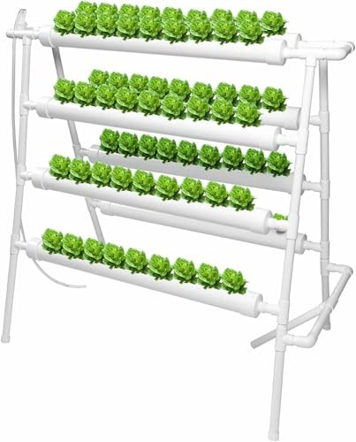 LASDERTV Hydroponic Planting Kit Hydroponic Soilless Plant Cultivation System Vegetable Planting Kit 72 Site 8 Pipe NFT PVC Hydroponic Pipe Balcony Garden Planting Kit