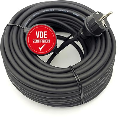 EKABEL24 Verlängerungskabel für Außenbereich | Gummikabel, Schuko-Stecker und Kupplung | 3x1,5 mm² Ader | Robust & wetterfest | Schwarz 20m