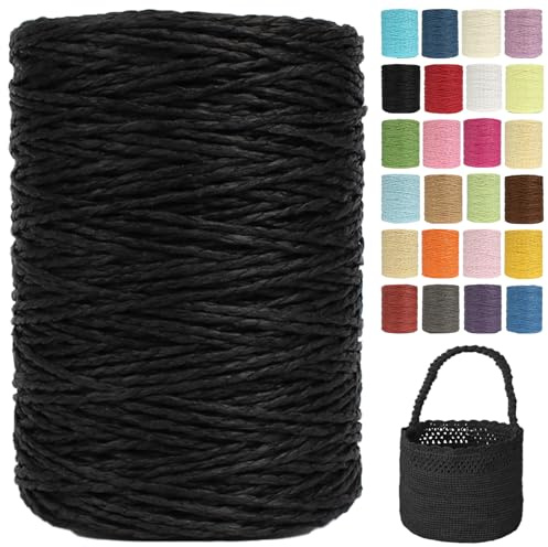 Raffia Garn Zum Häkeln Papiergarn Bast 2mm X 300m Geflochten Raffia Papierdraht, Weiches Geflochtenes Bastband Natur, Strickgarn Bast Zum Häkeltaschen, Körbe, Hüte Handarbeiten (G12,2mm)
