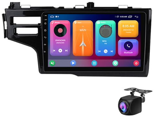 Estereo De Automóvil Para Hon-da Jazz Fit 2014-2020 Con Carplay Android Auto, Radio De Automóvil De Pantalla Táctil De 9 '' Con Cámara De Respaldo, Receptor De Audio De Automóviles Bl(Size:M6:8+128GB)