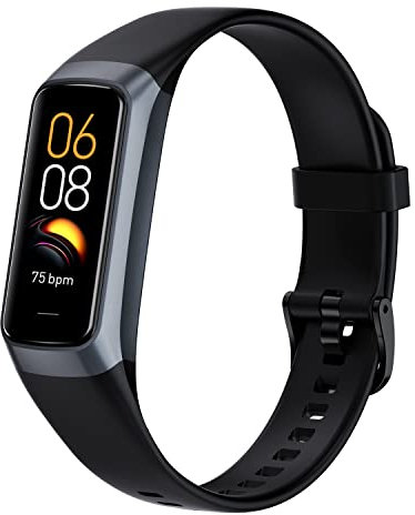 Fitness Tracker Activity Tracker 1.10''AMOLED Touch Color Screen,Smart Watch with 24/7 Blood Oxygen Heart Rate and Sleep Monitor,IP68 Waterproof,Step Counter Health for Women Men (Obsidian Black)