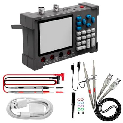 Oscilloscopio Digitale Portatile 3 in 1 Doppio Canale, Generatore di Segnali, 120 MHz Banda Passante, 250 MSa/s, con Multimetro Integrato