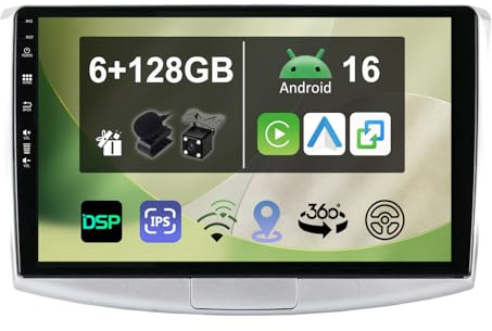[6+128G] 10.1 bilradio för VW Passat B6/B7 Magotan/CC 2010-2015 Android 15 med Wireless Carplay Android Auto DSP Wifi GPS Navi Bluetooth 5.0 FM MirrorLink 360 Kamera-Ingår Backkamera+MIC