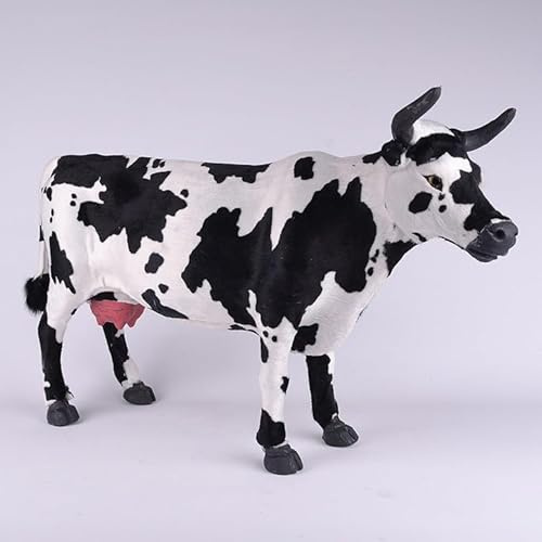 HCGX Figura Realista de Vaca Tela, Modelo Lechera, Estatua Animal Granja(30 * 53CM)