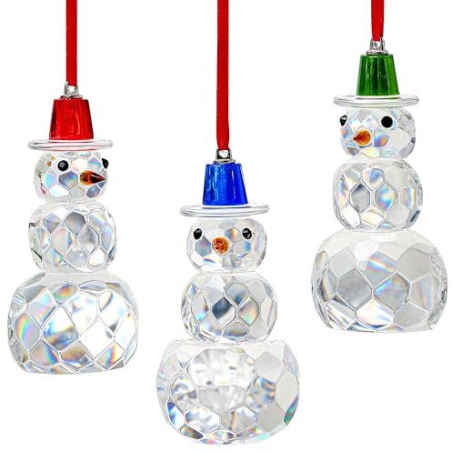KANPURASet of 3 Crystal Snowman Ornaments 2025 Christmas Tree Ornament Decoration Xmas Gifts for Women