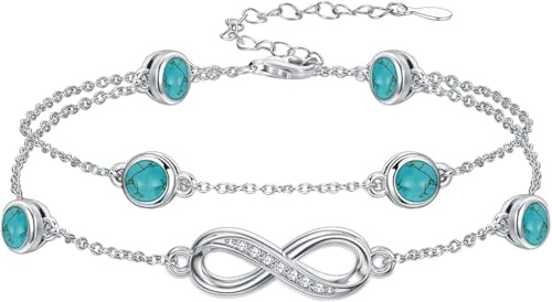 Dorunmo Fußkettchen-Armbänder für Frauen, 925er Sterlingsilber, Unendlichkeits-Fußkettchen, Armbänder, Geburtsstein-Schmuck, Geschenke für Mutter und Ehefrau