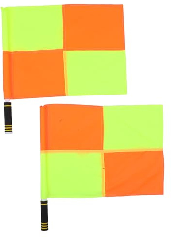 Hemobllo 2 Piezas Banderas de Árbitro para Fútbol y Atletismo de Banderines con Mango de Esponja Antideslizante Señales para Juez de Línea Competiciones Deportivas Materiales Resistentes y