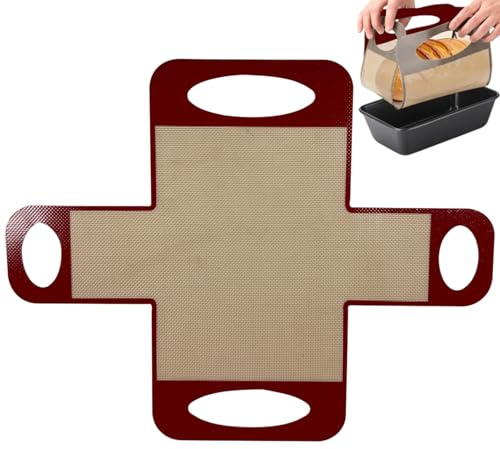 Fodera per teglie per pagnotta, tappetino per impacchettamento del pane, tappetino da forno riutilizzabile, in silicone antiaderente, fionda per pane con manici per casa, cucina, panetteria, feste in